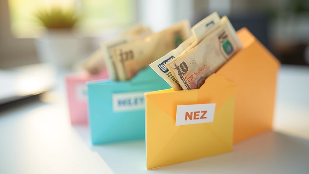 Barevné obálky s penězi a štítky