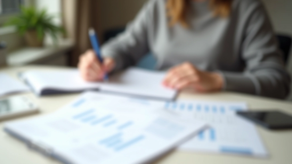 Osoba vyplňuje rozpočtovací formulář s perem a kalkulačkou